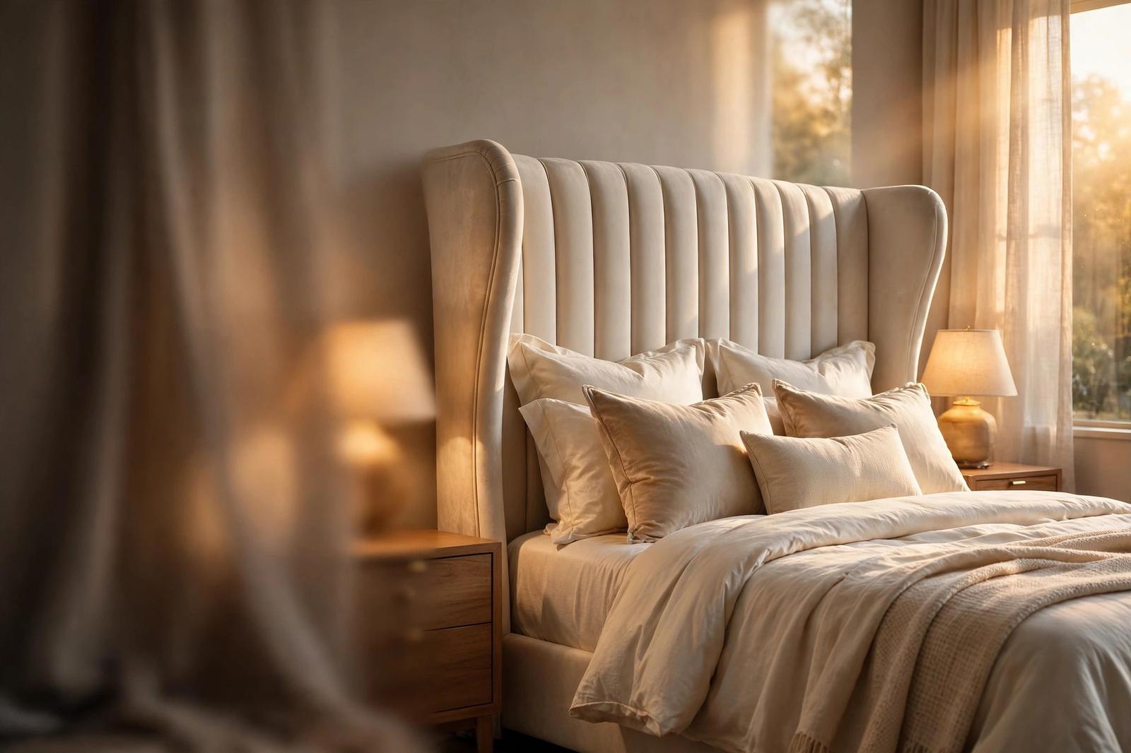 Bedroom styled with layered bedding like a boutique hotel